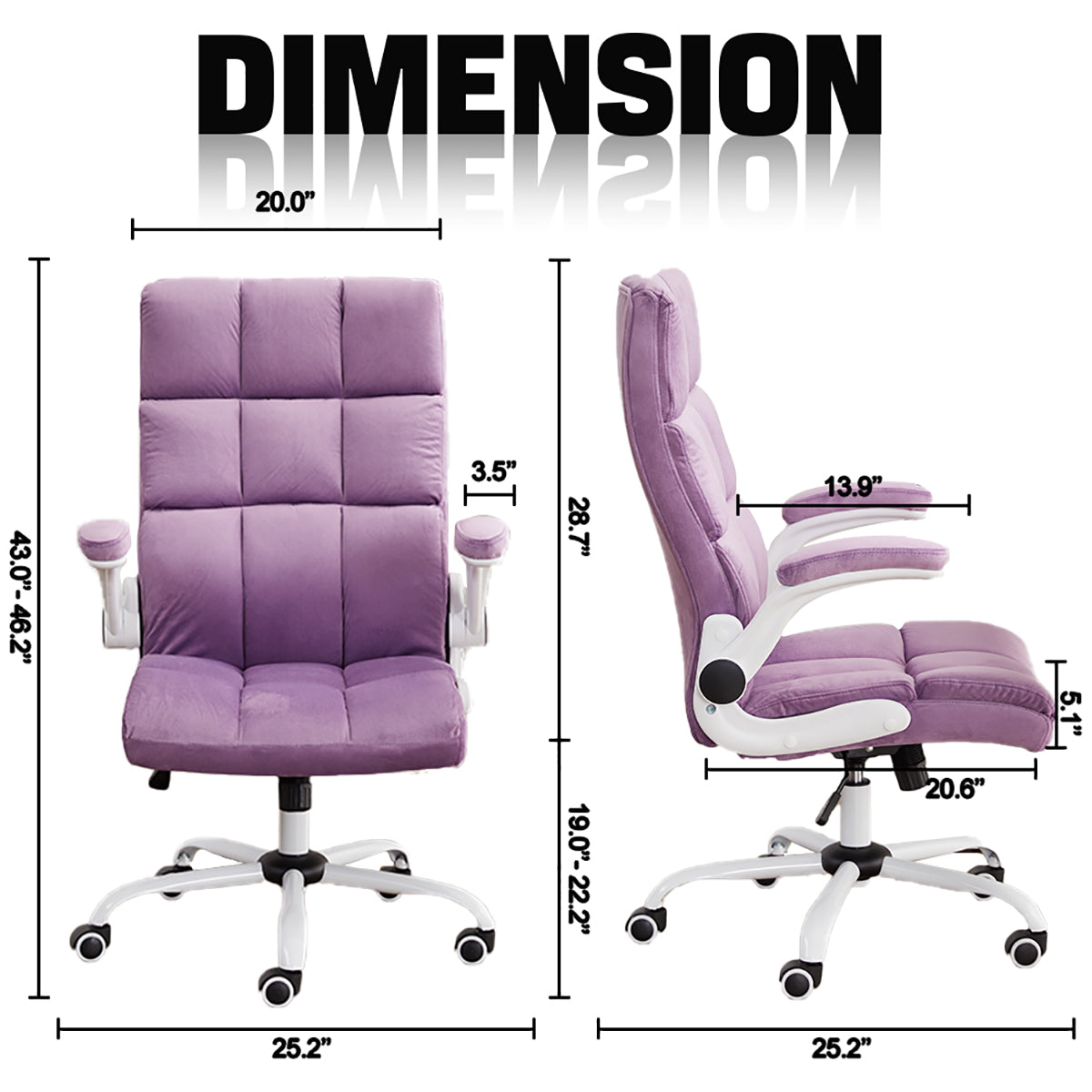 Cute Velvet Home Office Chair Comfy Desk Chair | PURPLE