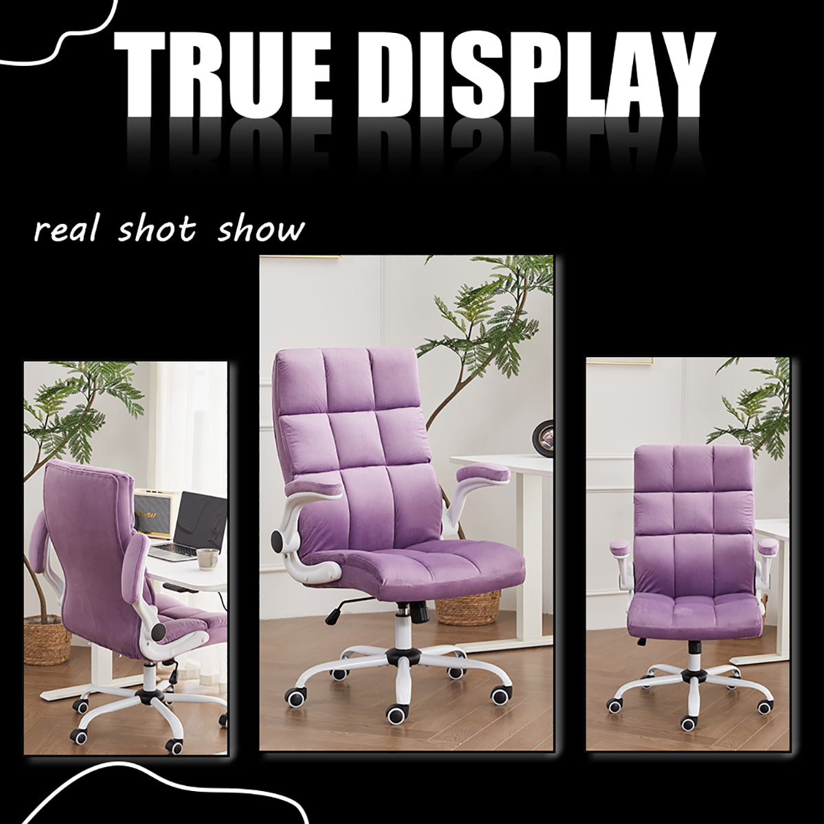 Cute Velvet Home Office Chair Comfy Desk Chair | PURPLE