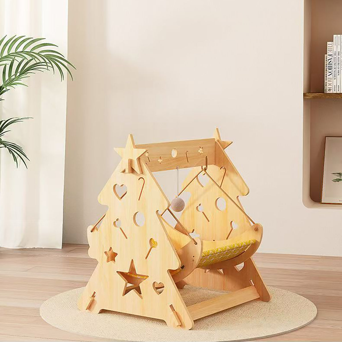 Wooden Cat Hammock, Hanging Cat Bed with Soft Mattress | Ship Global