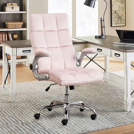 Cute Girl Velvet Fabric Comfy Home Desk Chair | GIRL PINK