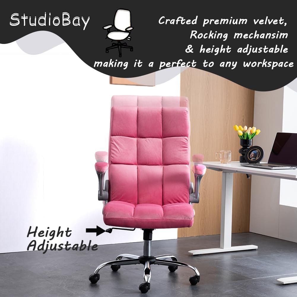 Lovely Velvet Home Office Chair | PINK