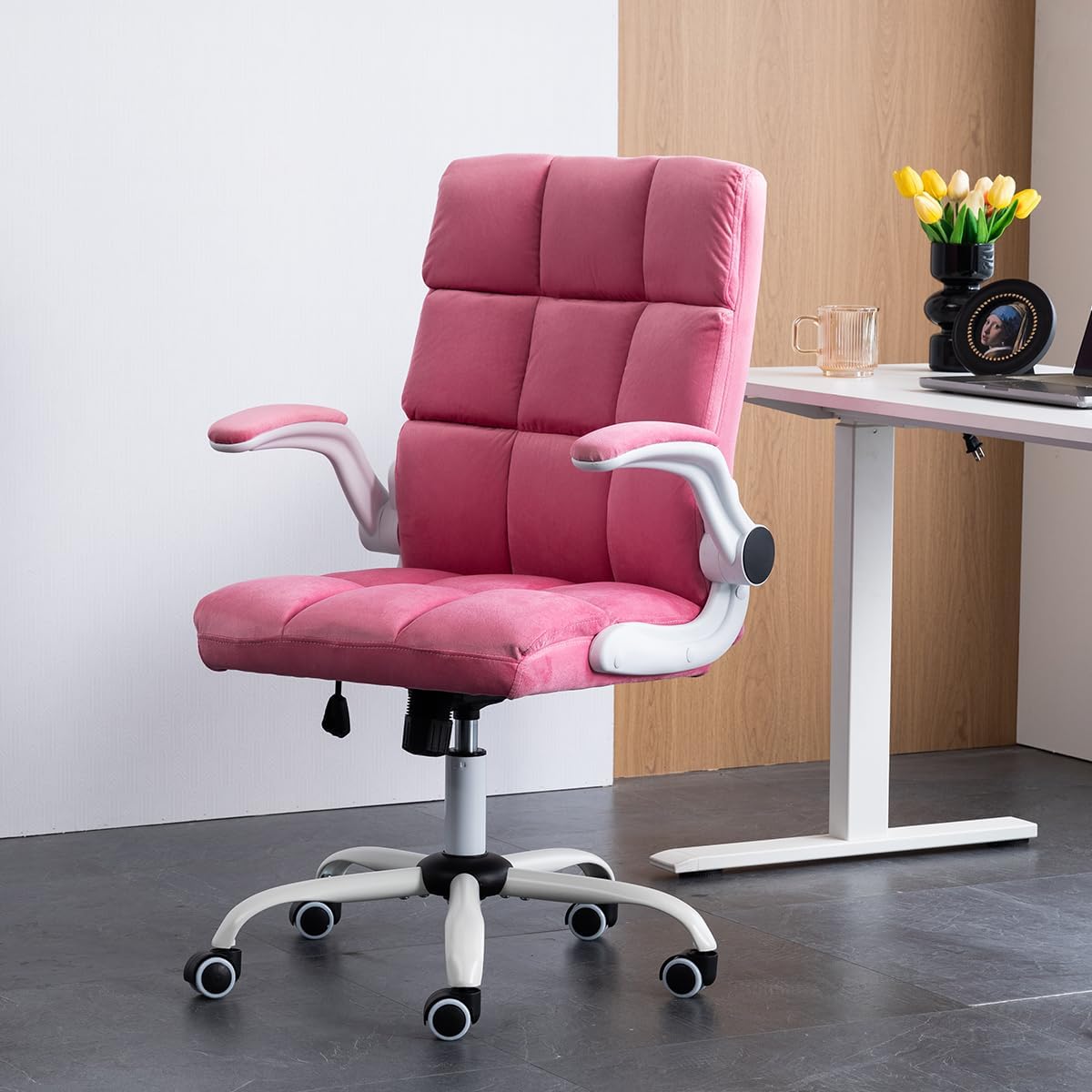 Lovely Velvet Home Office Chair | PINK