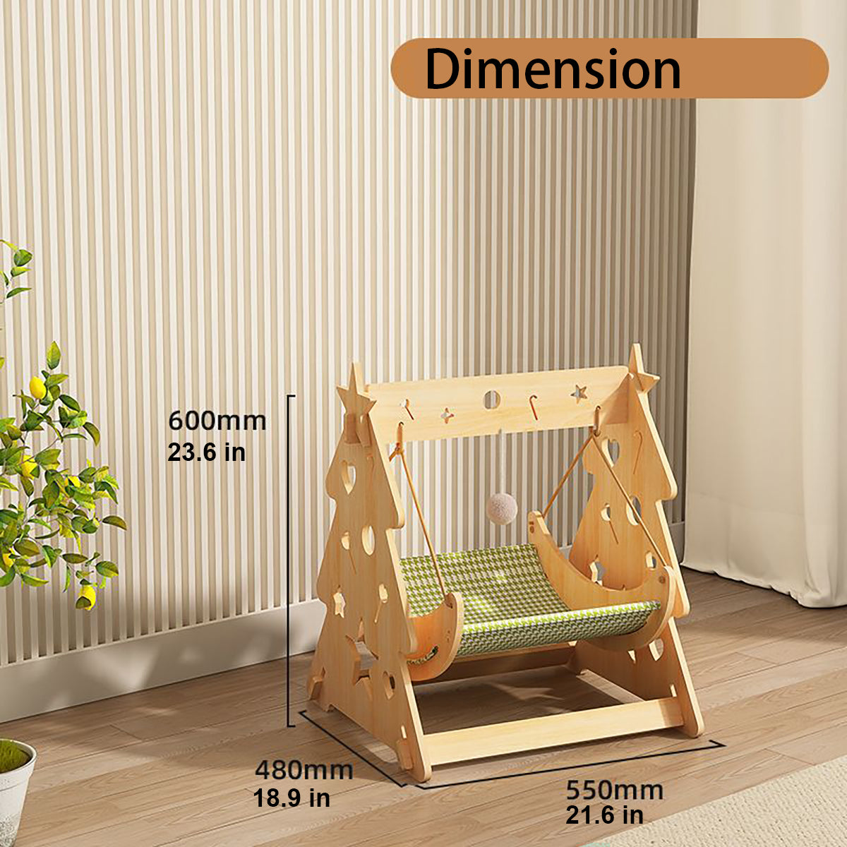 Wooden Cat Hammock, Hanging Cat Bed with Soft Mattress | Ship Global