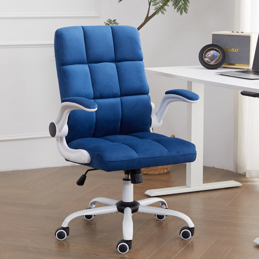 Cute Modern Velvet Fabric Comfy Home Desk Chair | BLUE | SMALL